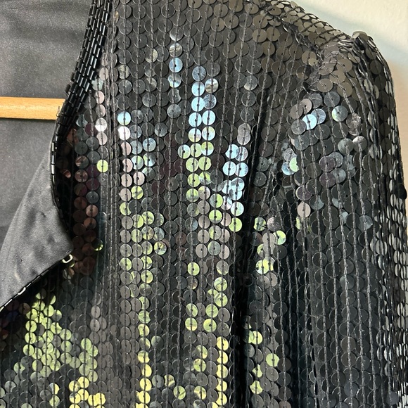 Vintage 90s Stenay Black Silk Beaded Jacket Blouse Women’s Small Evening - Picture 5 of 10